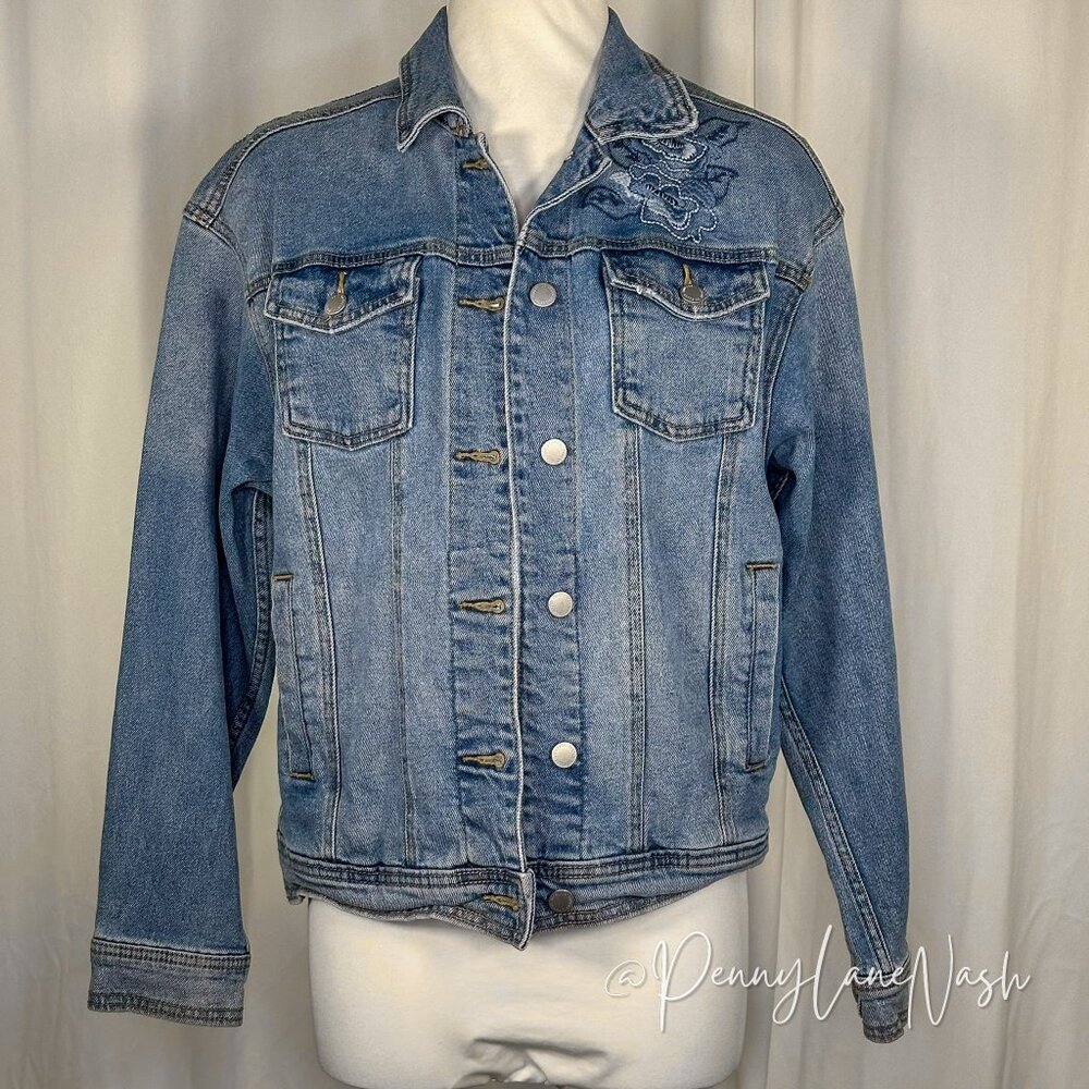 Universal Thread Embroidered Denim Jean Jacket - Picture 3 of 14
